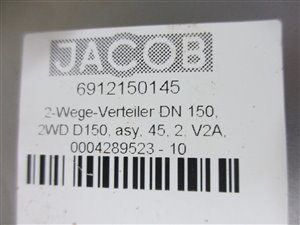 Jacob wisselklep DN 150 pneumatisch bediend ATEX